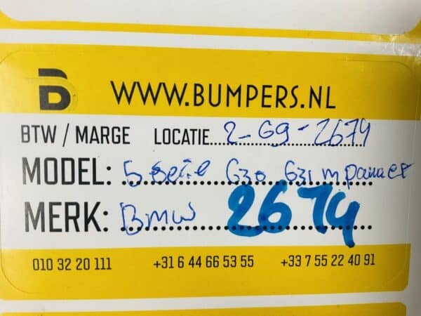 Bumper BMW 5 Serie G30 G31 M-Pakket Voorbumper 2-K9-2674