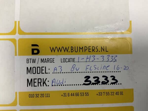 Bumper Audi A3 8V FL Sline 2016-2020 4XPDC KLS RADAR Voorbumper 1-H3-3333