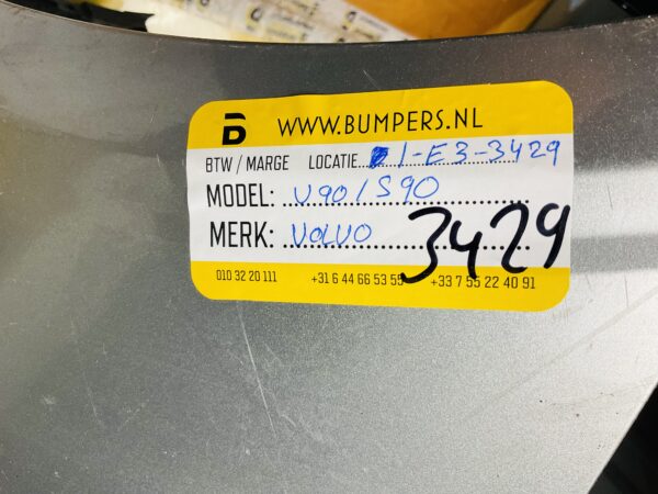 Bumper Volvo V90 S90 2016-2021 KLS Voorbumper 1-E3-3429Z