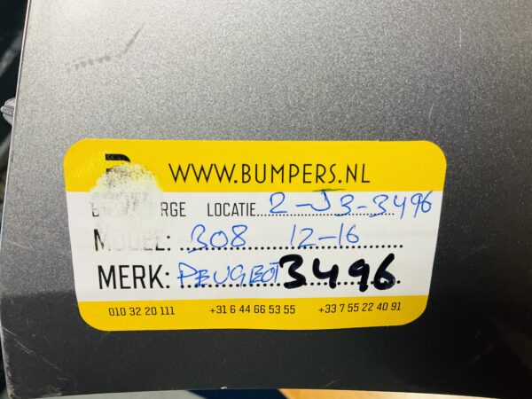 Bumper PEUGEOT 308 2012-2016  4XPDC Voorbumper 2-J3-3496Z
