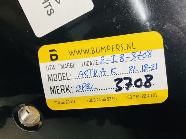 Bumper OPEL ASTRA K FACELIFT 2018-2021 95299465 Voorbumper 2-i8-3708Z