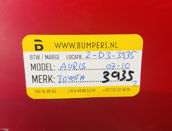BUMPER TOYOTA AURIS  2007-2010  VOORBUMPER 2-D3-3935Z