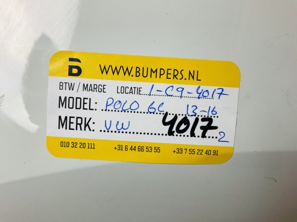 BUMPER VOLKSWAGEN POLO 6C  2013-2016 VOORBUMPER 1-C9-4017Z