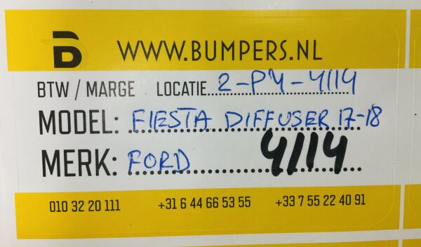 Bumperlip  Ford Fiesta Diffuser 2017-2018 Achterbumper 2-P4-4114z