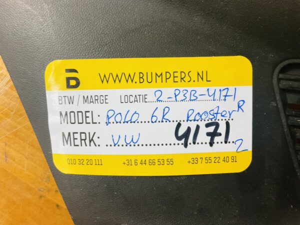 Bumper Rooster Volkswagen Polo 6C  2009-2012 Rooster Recht 2-P5-4171z