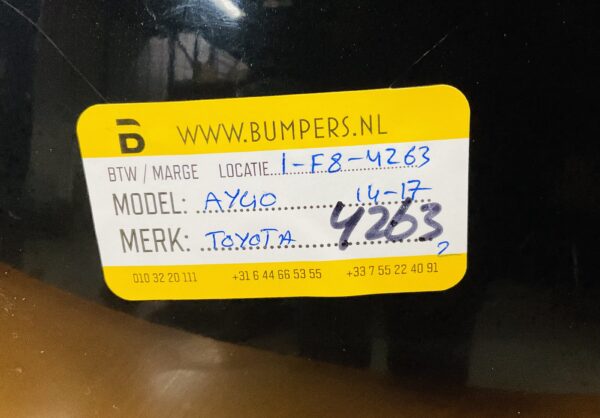 BUMPER Toyota Aygo 2014-2017 ACHTERBUMPER 1-F8-4263z