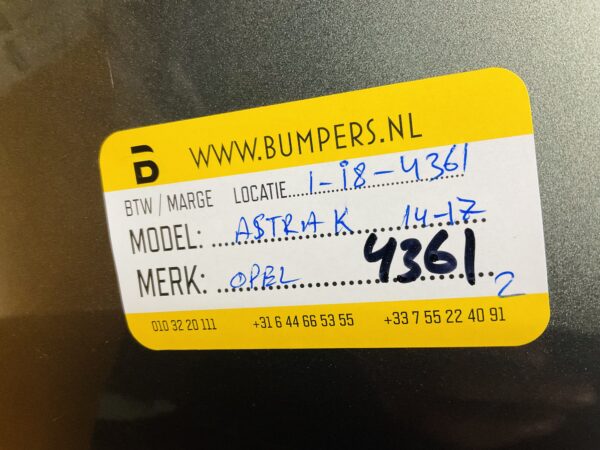 BUMPER Opel Astra K  2014-2017 VOORBUMPER 2-i8-4361z