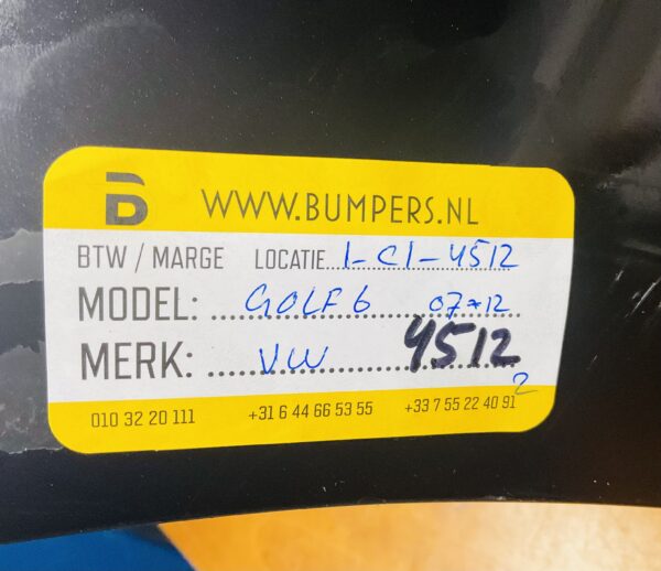 BUMPER Volkswagen Golf 6 2007-2012 VOORBUMPER 1-C1-4512z