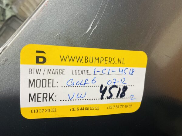 BUMPER Volkswagen Golf 6 2007-2012 VOORBUMPER 1-C1-4518z