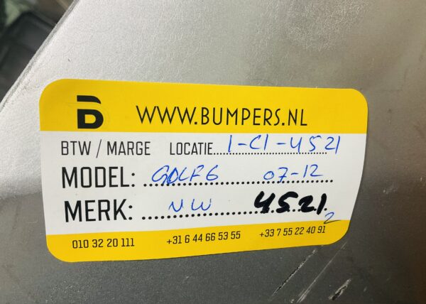 BUMPER Volkswagen Golf 6 2007-2012 VOORBUMPER 1-C1-4521z