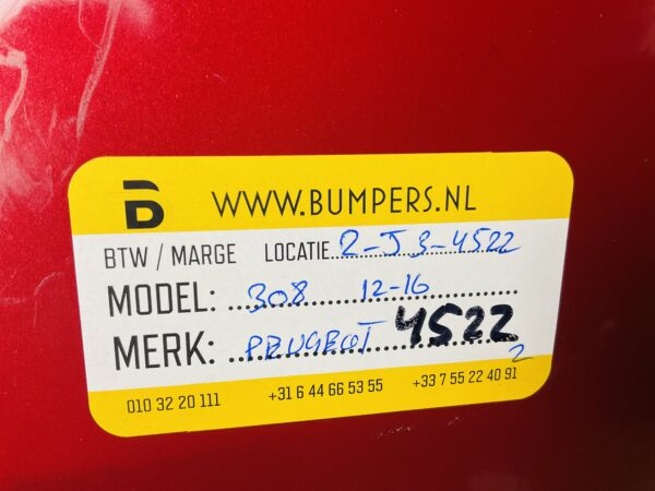 BUMPER Peugeot 308 2012-2016 VOORBUMPER 2-J3-4522z