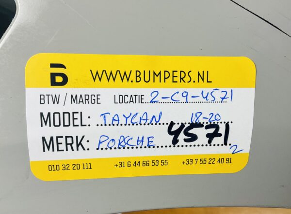 Bumper Porsche Taychan 2018-2020 Voorbumper 2-C9-4571z