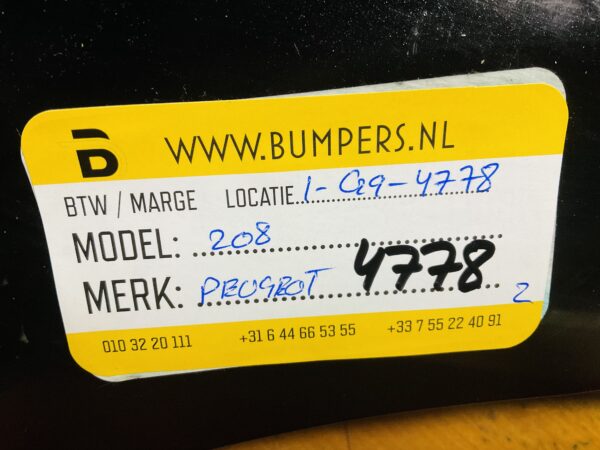 BUMPER Peugeot 208 2012-2019 ACHTERBUMPER 1-E9-4778z