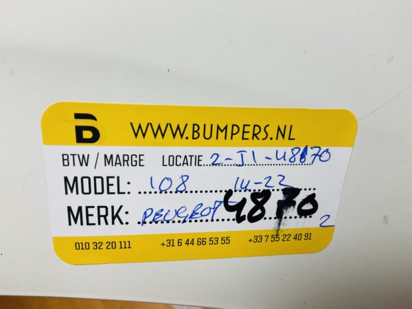BUMPER Peugeot 108 2014-2022 VOORBUMPER 2-J1-4870z
