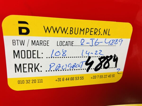 BUMPER Peugeot 108 2014-2022 VOORBUMPER 2-A2-4884z