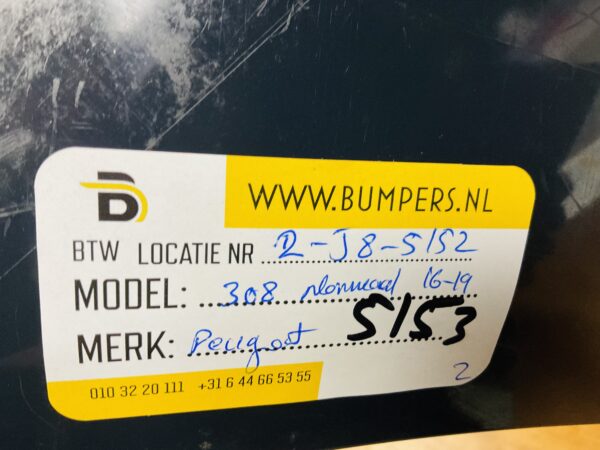 BUMPER Peugeot 308 Normaal 2016-2019 VOORBUMPER 2-J8-5153z
