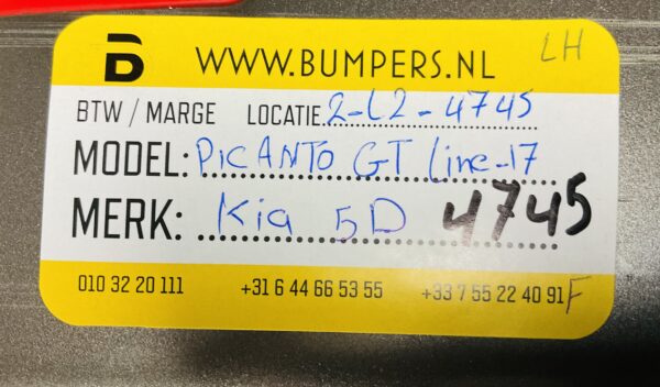 Zijskirt Kia D5 Picanto GT Line 2017 Links 87753-G630 Dorpel 2-L2-4745F