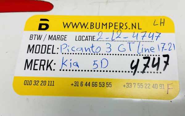 Zijskirt Kia 5D Picanto 3 GT Line 17-21 Links 87753-G630 Dorpel 2-L2-4747F
