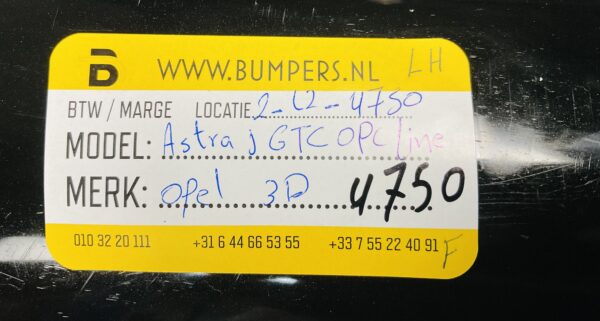 Zijskirt Opel 3D Astra J GTC OPC Line  Links 13346647 Dorpel 2-L2-4750F