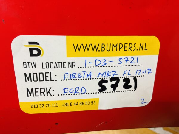 BUMPER Ford Fiesta MK7 Facelift  2012-2017 VOORBUMPER 1-D3-5721z