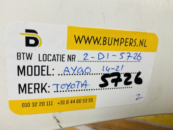 BUMPER Toyota Aygo 2014-2021 VOORBUMPER 2-D1-5726z