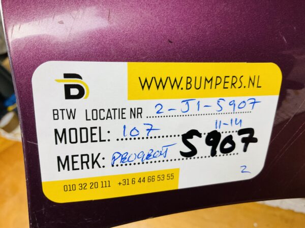 BUMPER Peugeot 107 2011-2014 VOORBUMPER 2-J1-5907z