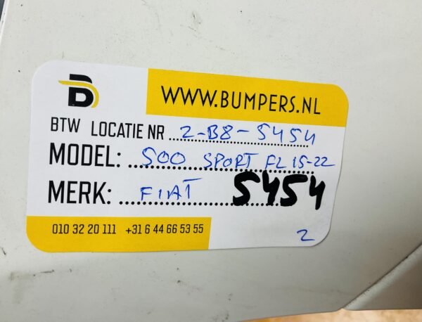 BUMPER Fiat 500 Sport Facelift 2015-2022 VOORBUMPER 2-B8-5454z
