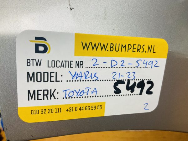 BUMPER Toyota Yaris 2021-2023 VOORBUMPER 2-D2-5492z