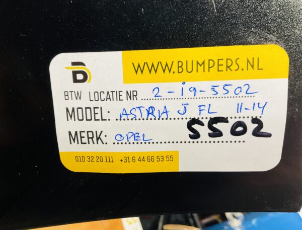 BUMPER Opel Astra J Facelift  2011-2014 VOORBUMPER 2-i9-5502z