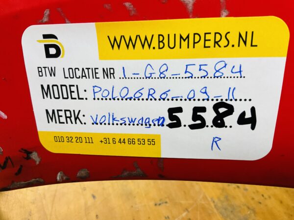 Bumper Volkswagen Polo 6R 2009-2011 Achterbumper 1-E8-5584R