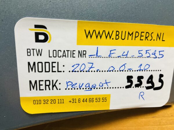 Bumper Peugeot 207- 2006- 2010  Achterbumper 1-E4-5595R