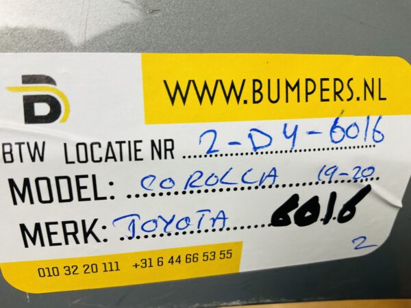 BUMPER Toyota Corolla 2019-2020 VOORBUMPER 2-D4-6016z