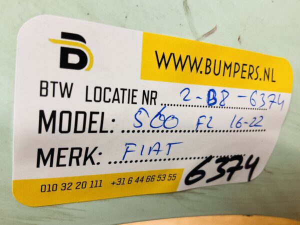 BUMPER Fiat 500 Facelift 2016-2022 VOORBUMPER 2-B8-6374z