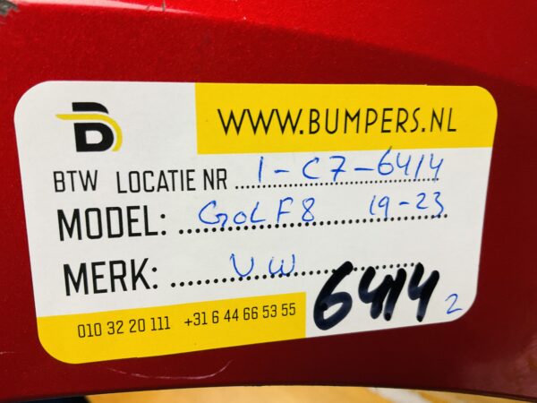 BUMPER Volkswagen Golf 8 2019-2023 VOORBUMPER 1-C7-6414z