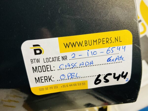 BUMPER Opel Cascada 6xpdc 2010-2015 VOORBUMPER 2-i10-6544z