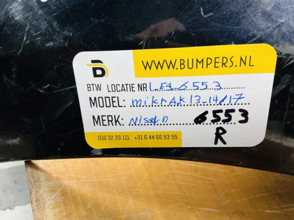 Bumper Nissan Micra 2013-2017 Achterbumper 1-E9-6553R