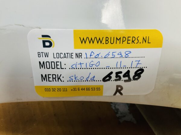 Bumper Skoda Citigo 2011-2017 Achterbumper 1-F6-6598R