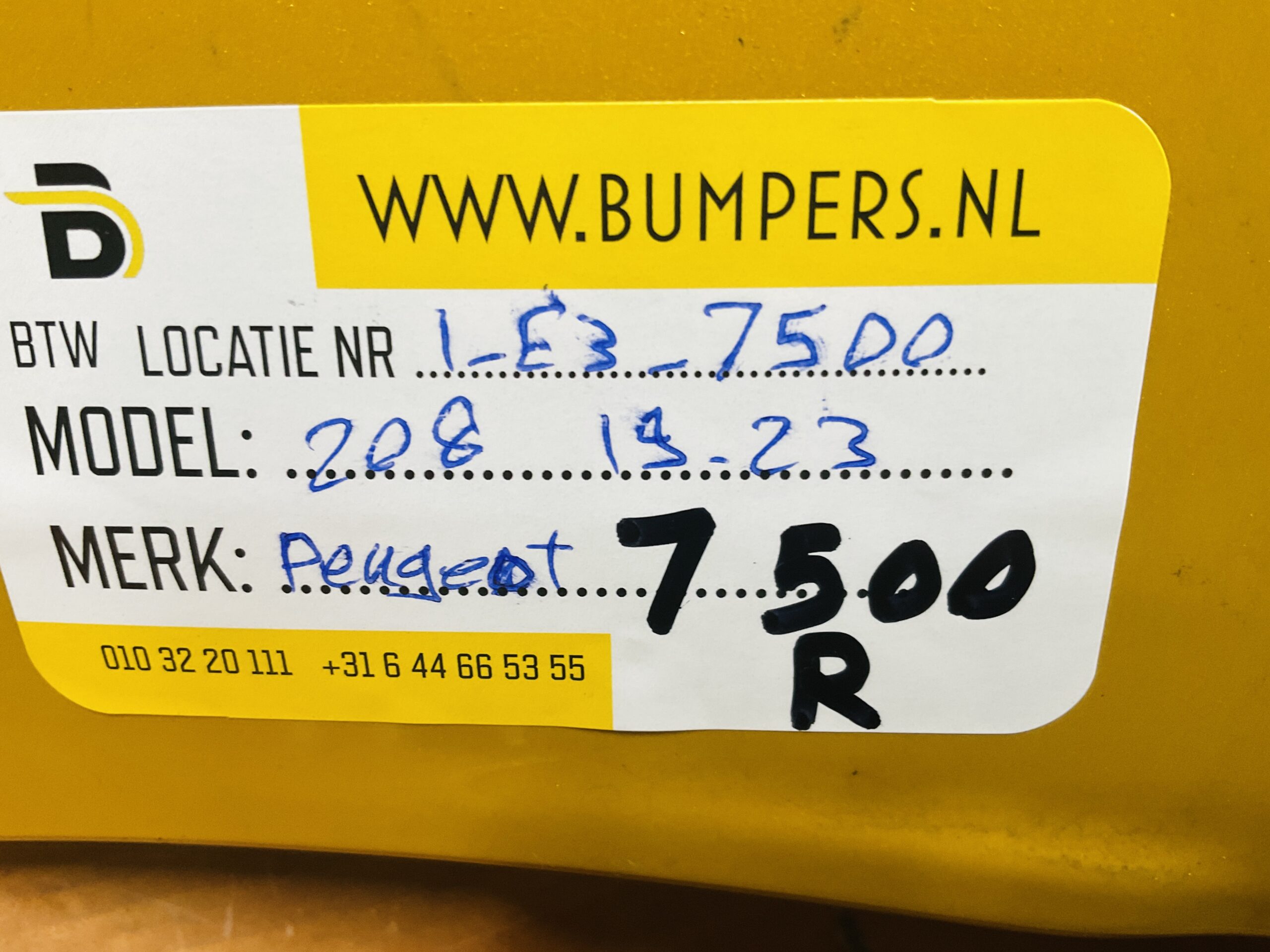 Bumper Peugeot 208 2019-2023 Achterbumper 1-E3-7500R