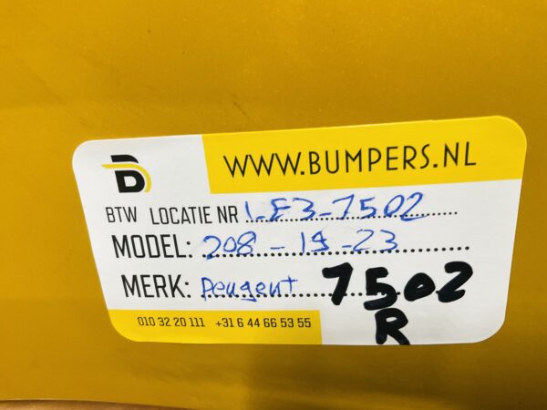 Bumper Peugeot 208 2019-2023 Achterbumper 1-E3-7502R