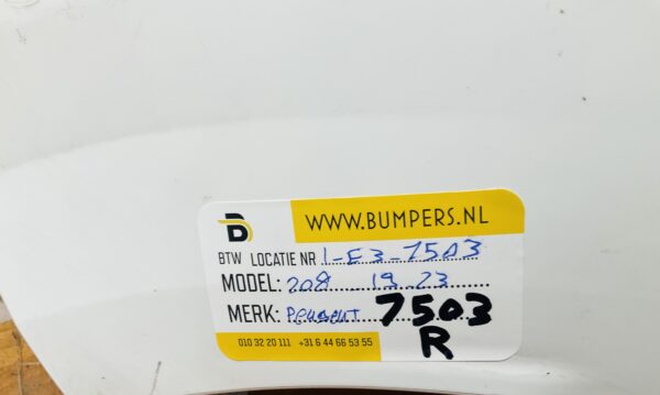 Bumper Peugeot 208 2019-2023 Achterbumper 1-E3-7503R
