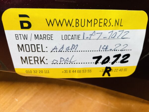 Bumper Opel Adam 2014-2022 Achterbumper 1-F7-7072R