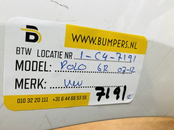 BUMPER Volkswagen Polo 6R 2007-2012 VOORBUMPER 1-C4-7191z