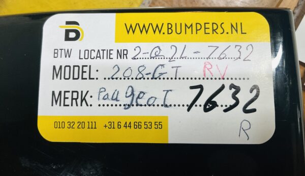 Zijscherm strip Peugeot 208 984435880 Rv rechts voor GT Line 2-Q2L-7632R
