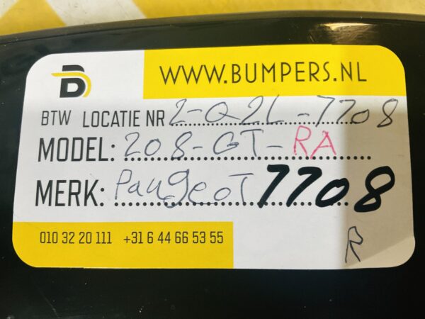 Zijscherm strip Peugeot 208 9824722480 RA Rechts Achter  GT Line 2-Q2L-7708R