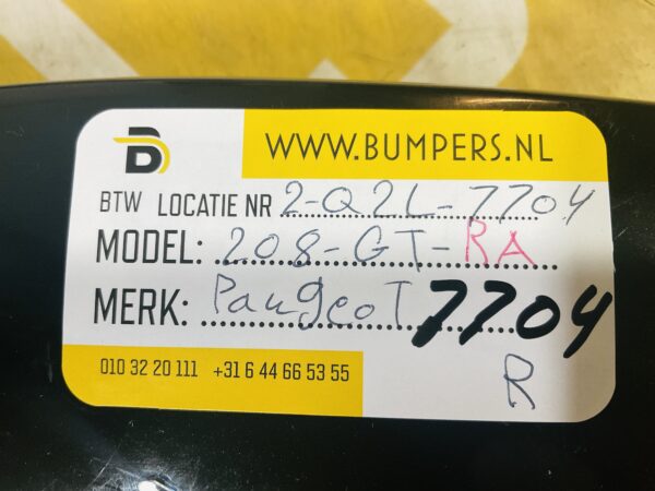 Zijscherm strip Peugeot 208 9824722480 RA Rechts Achter  GT Line 2-Q2L-7704R
