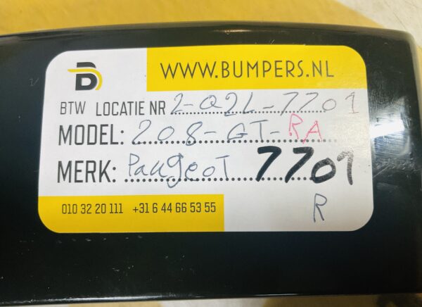 Zijscherm strip Peugeot 208 9824722480 RA Rechts Achter  GT Line 2-Q2L-7701R