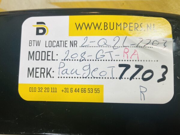 Zijscherm strip Peugeot 208 9824722480 RA Rechts Achter  GT Line 2-Q2L-7703R