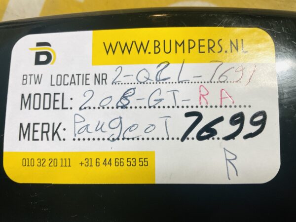 Zijscherm strip Peugeot 208 9824722480 RA Rechts Achter  GT Line 2-Q2L-7699R