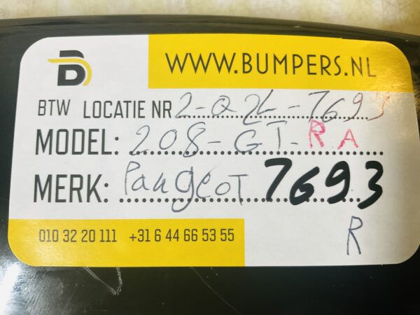 Zijscherm strip Peugeot 208 9824722480 RA Rechts Achter  GT Line 2-Q2L-7693R