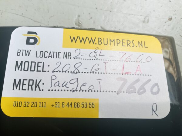 Zijscherm strip Peugeot 208 9823300580 LA Links Achter  GT Line 2-Q2L-7660R